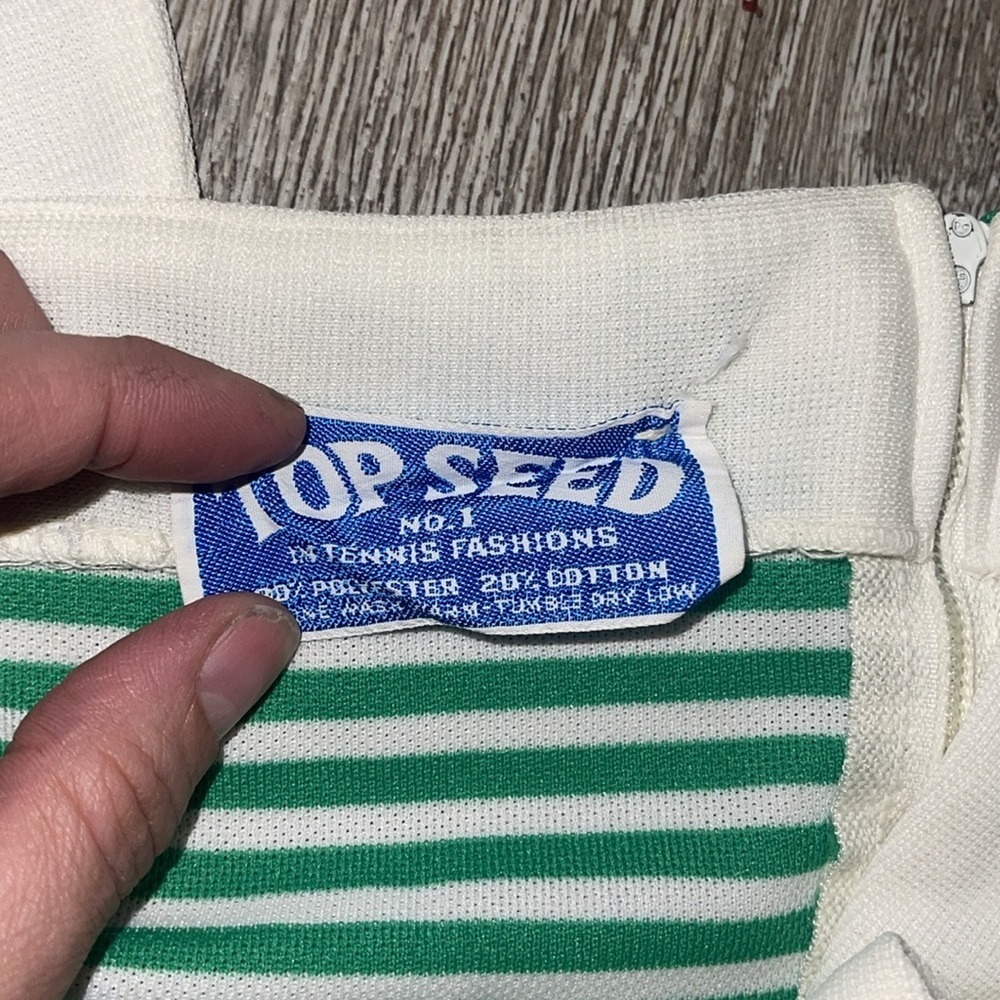 1970s Vintage Top Seed tennis dress white and green active athletic - Picture 3 of 6